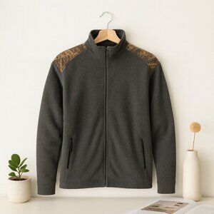 Ducks Unlimited Men’s Fleece Jacket XXL Gray Camo Shoulder Zip Outdoor Warm